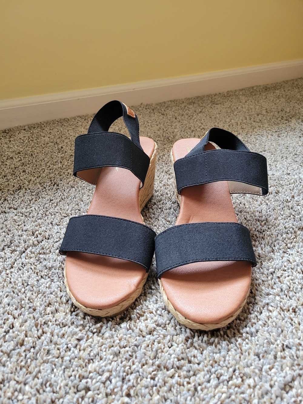 Tommy Bahama Black Elastic Strap Espadrille Wedge Sandals